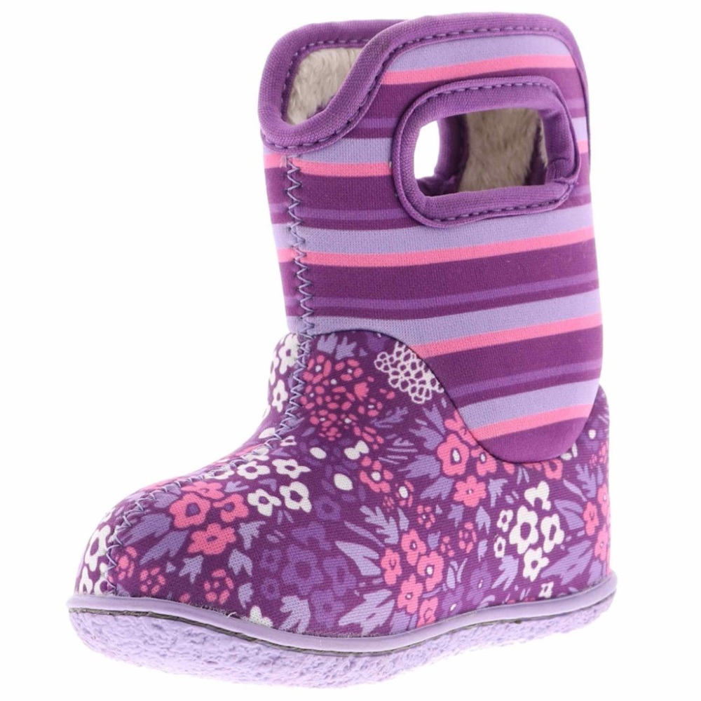 Bogs Purple Pink Floral Striped Kids Boot